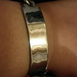 vintage men's deluxe silver id bracelet. snap lock